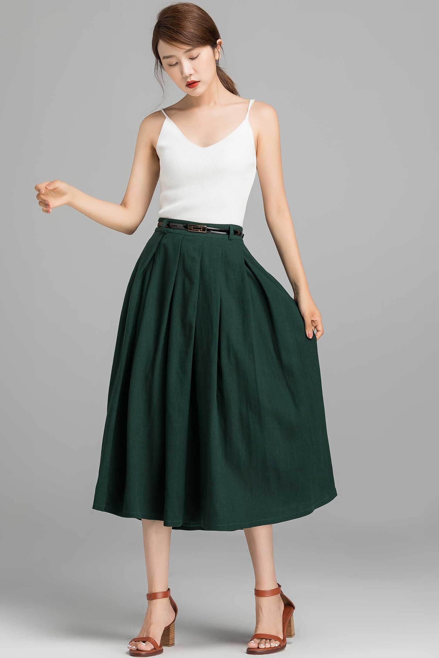 【mnem】Ozu Pleats Midi Skirt maxi skirt with contrast waistband Black / Gray For Women | Maje
