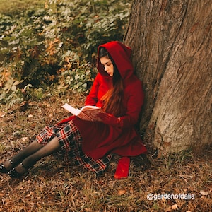 Red swing hooded princess coat 2415 Red swing hooded princess coat 2415