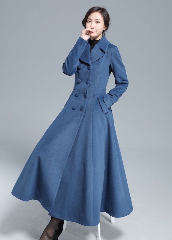 Vintage Inspired Long Wool Princess Coat Women, Fit and