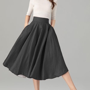 Dark gray Midi spring linen skirt 5728 Dark gray Midi spring linen skirt 5728