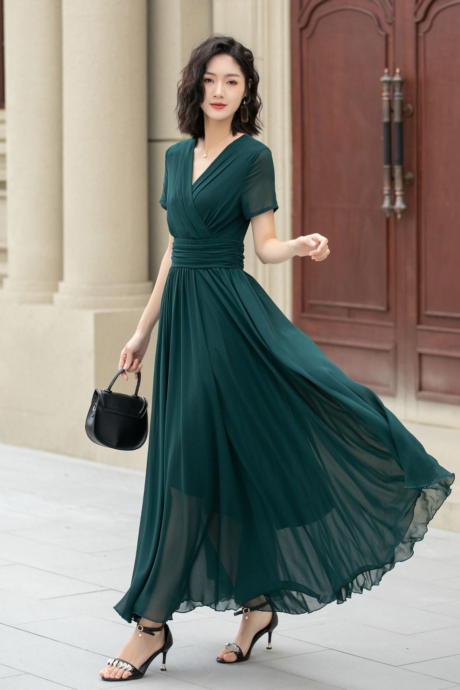 Short Bridesmaid Dresses Emerald Green Pleated Dress Australia Green Maxi  Dress, Pleated Dress, Summer Linen Dress,