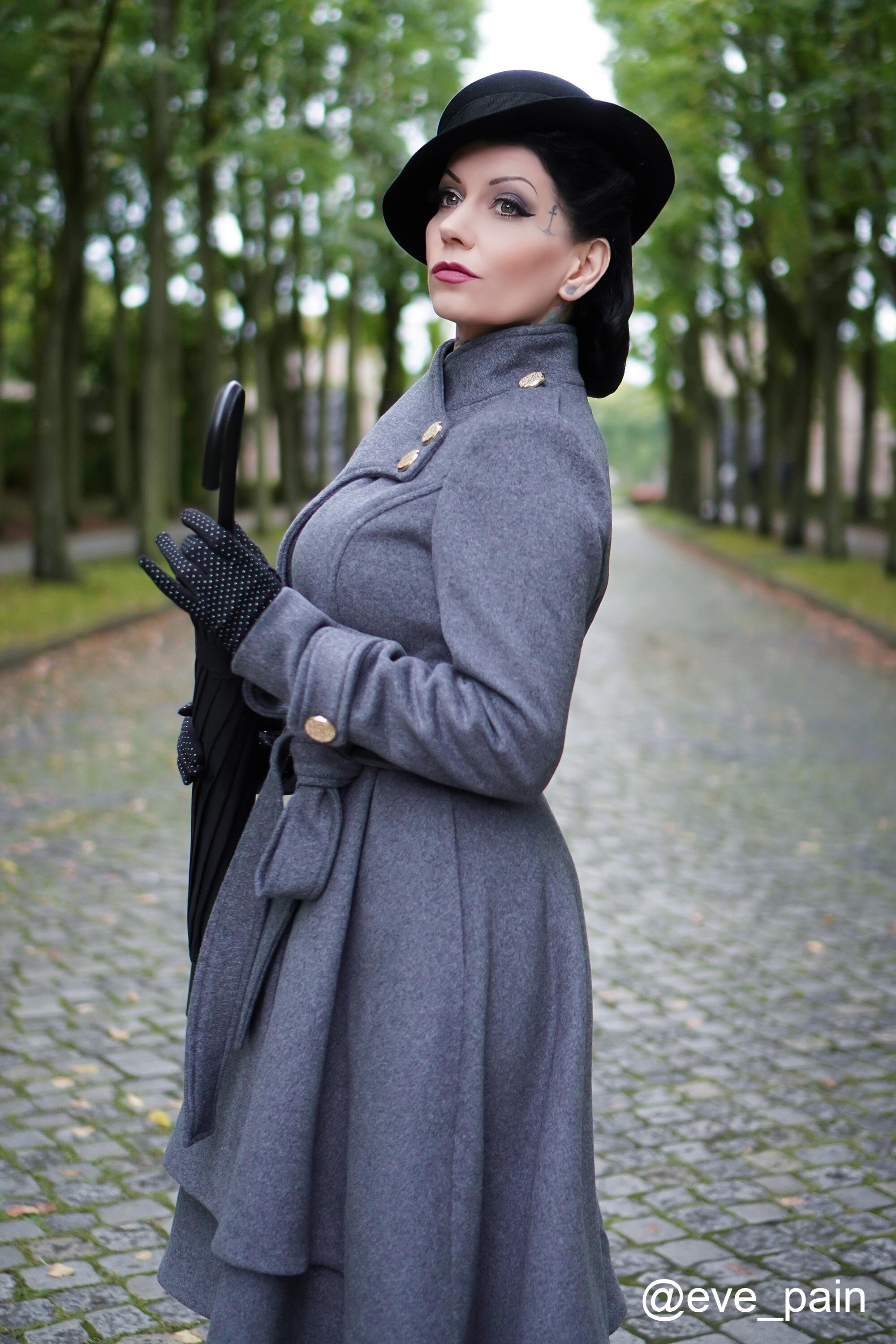 Grey Long Winter Wool Coat Women, Asymmetrical Coat, Gothic