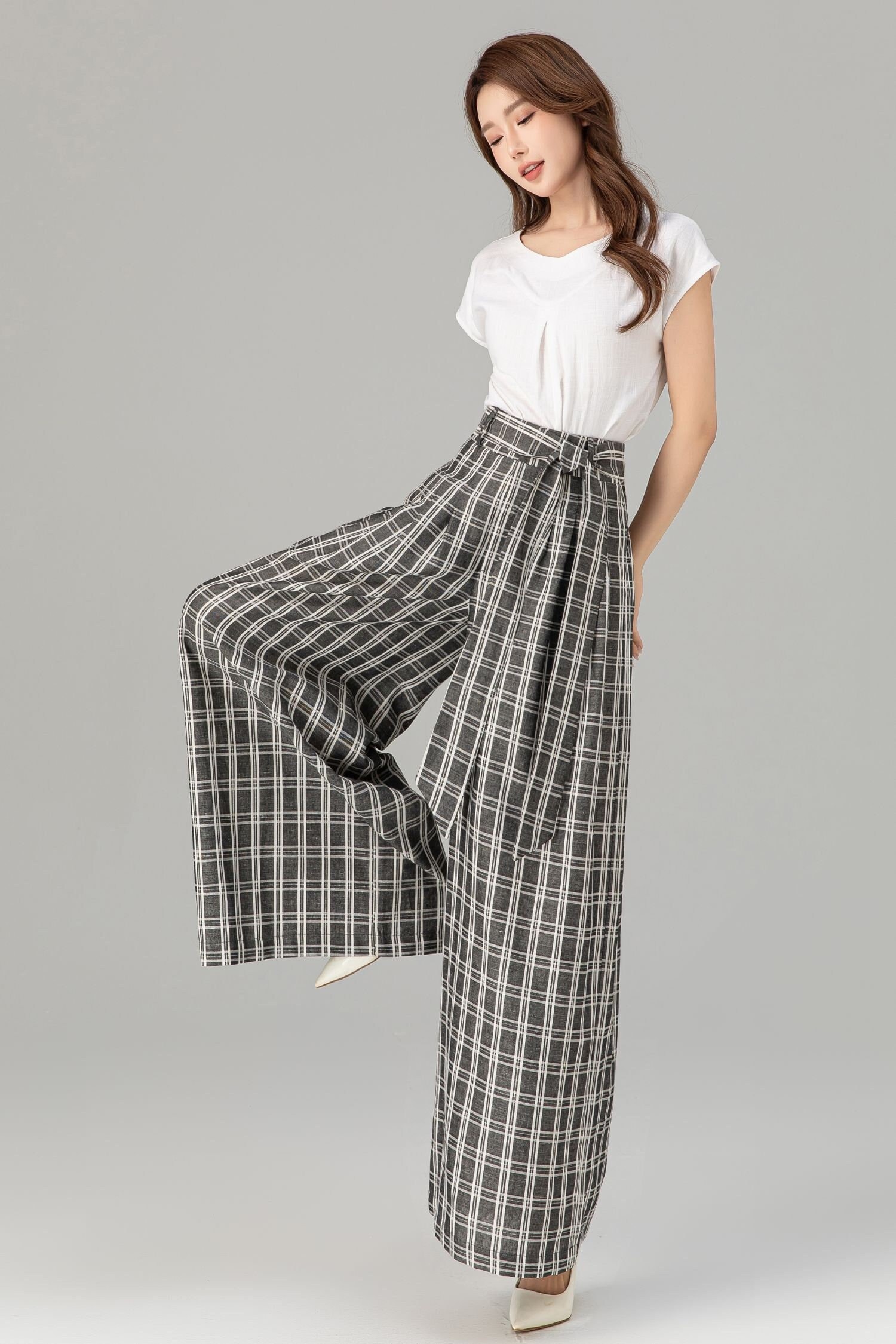 fartey Wide Leg Pants for Women 2023 High Paperbag Waist