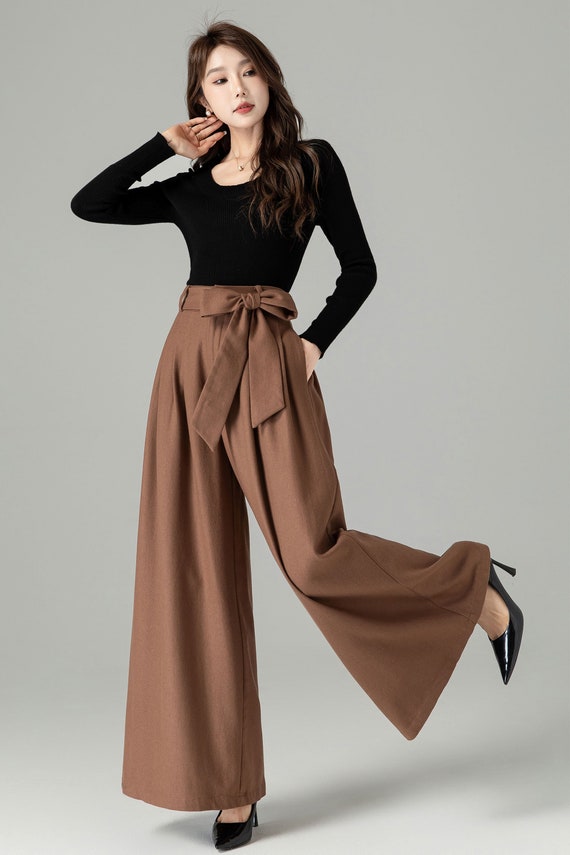 Wide Leg Wool Pants, Belted Wool Palazzo Trousers, Long Wool Pants, Women's Pleated Wool Pants, High Waisted Wool Pants, Xiaolizi 4504 - Etsy Wide Leg Wool Pants, Belted Wool Palazzo Trousers, Long Wool Pants, Women's Pleated Wool Pants, High Waisted Wool Pants, Xiaolizi 4504 - Etsy