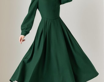 green woolen dress Forest