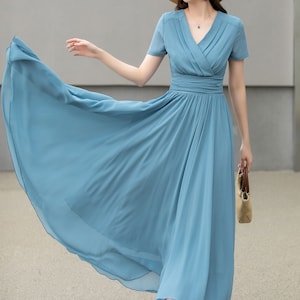 blue and green floral dress Charms Naomi Short Sleeve Maxi collection-auto_dresses-skirts Color:Black & White polka dot