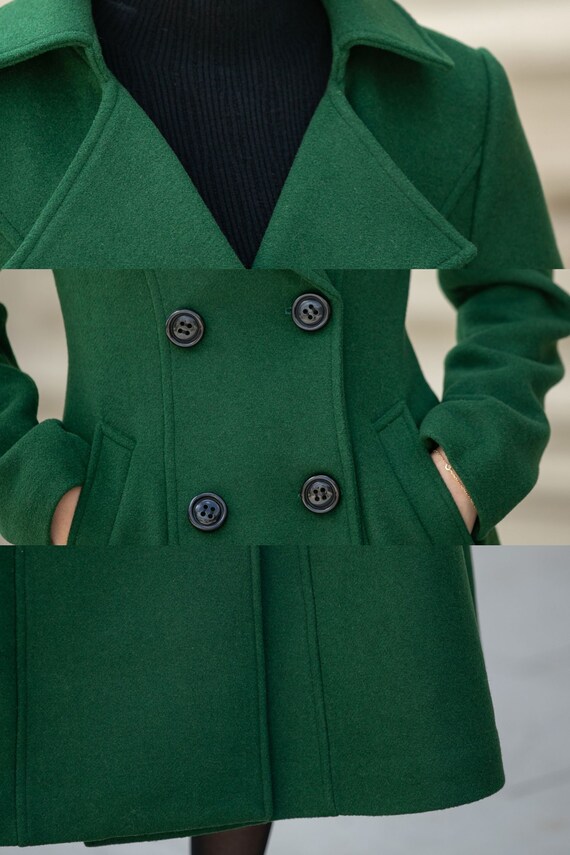 Double breasted green winter wool coat 5349 Double breasted green winter wool coat 5349