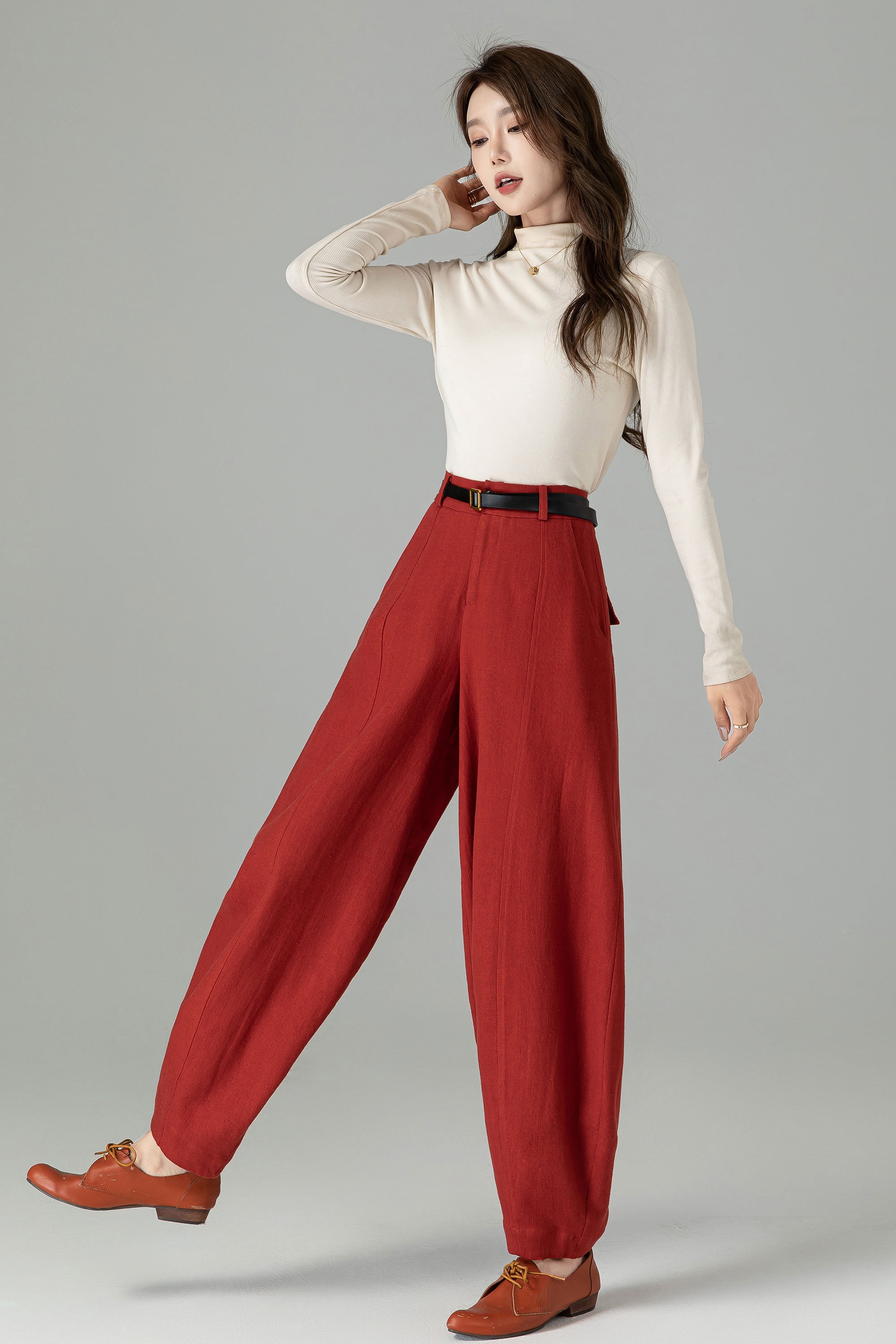 Pantaloni Casual a gamba larga lunghi in cotone da donna su misura pantaloni da