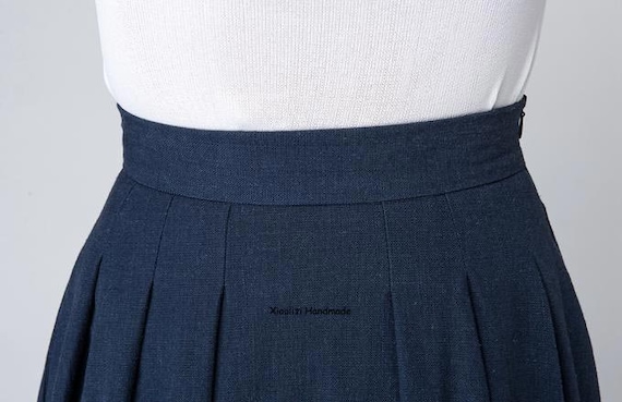 High Waist A Line Pleated Midi Skirt, Women's Swing Vintage High Waist A Line Pleated Midi Skirt, Women's Swing Vintage