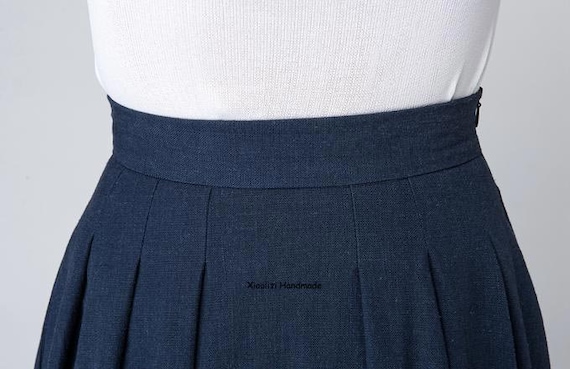 High Waist A Line Pleated Midi Skirt, Women's Swing Vintage Skirt With  Pockets, Linen Midi Skirt, Xiaolizi 1500 -  Canada