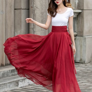 Shoulder Straps Circle Skirt Short Chiffon Dresses Red