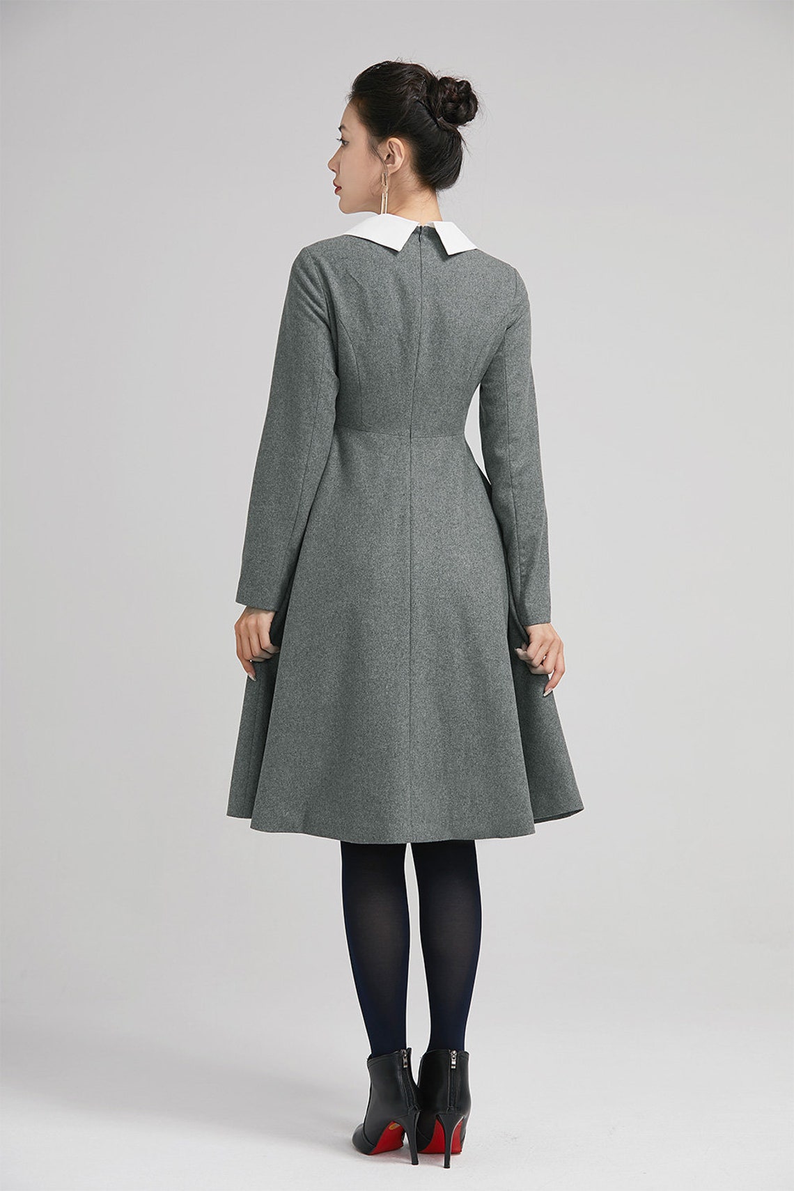 Gray wool dress cute dress knee length dress winter wool Etsy