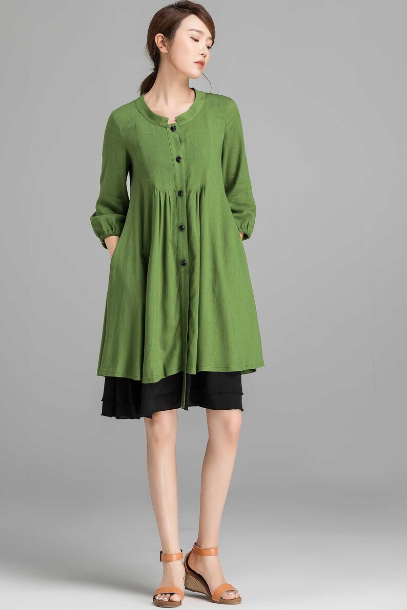 Linen Shirt dress Button front Linen dress Linen Midi dress Etsy