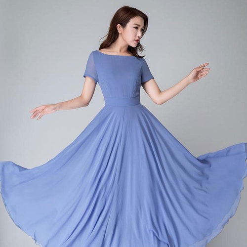 Blue Bridesmaid Dress With Sleeves ...