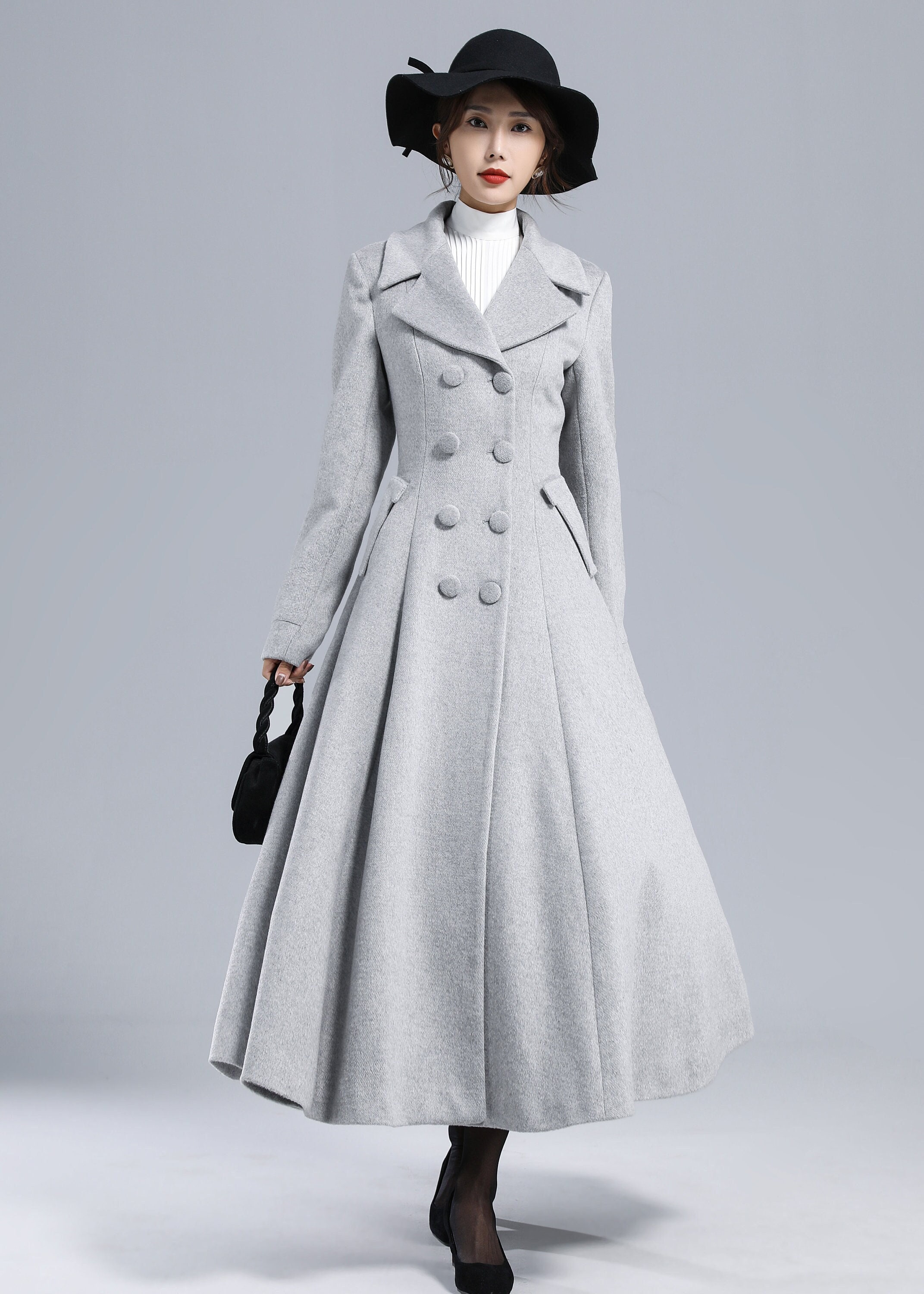 【いずいずさま専用】Wool Blanket Coat 2 Grey Wedding Guests Wool Coat, Double Breasted Wool Coat Women