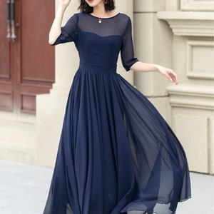 Maxi robe en mousseline de soie, robe ajustée et évasée en mousseline de soie, robe pour femme, robe d'été, robe évasée, robe de bal, robe de soirée, robe sur mesure, Xiaolizi5143 image 5