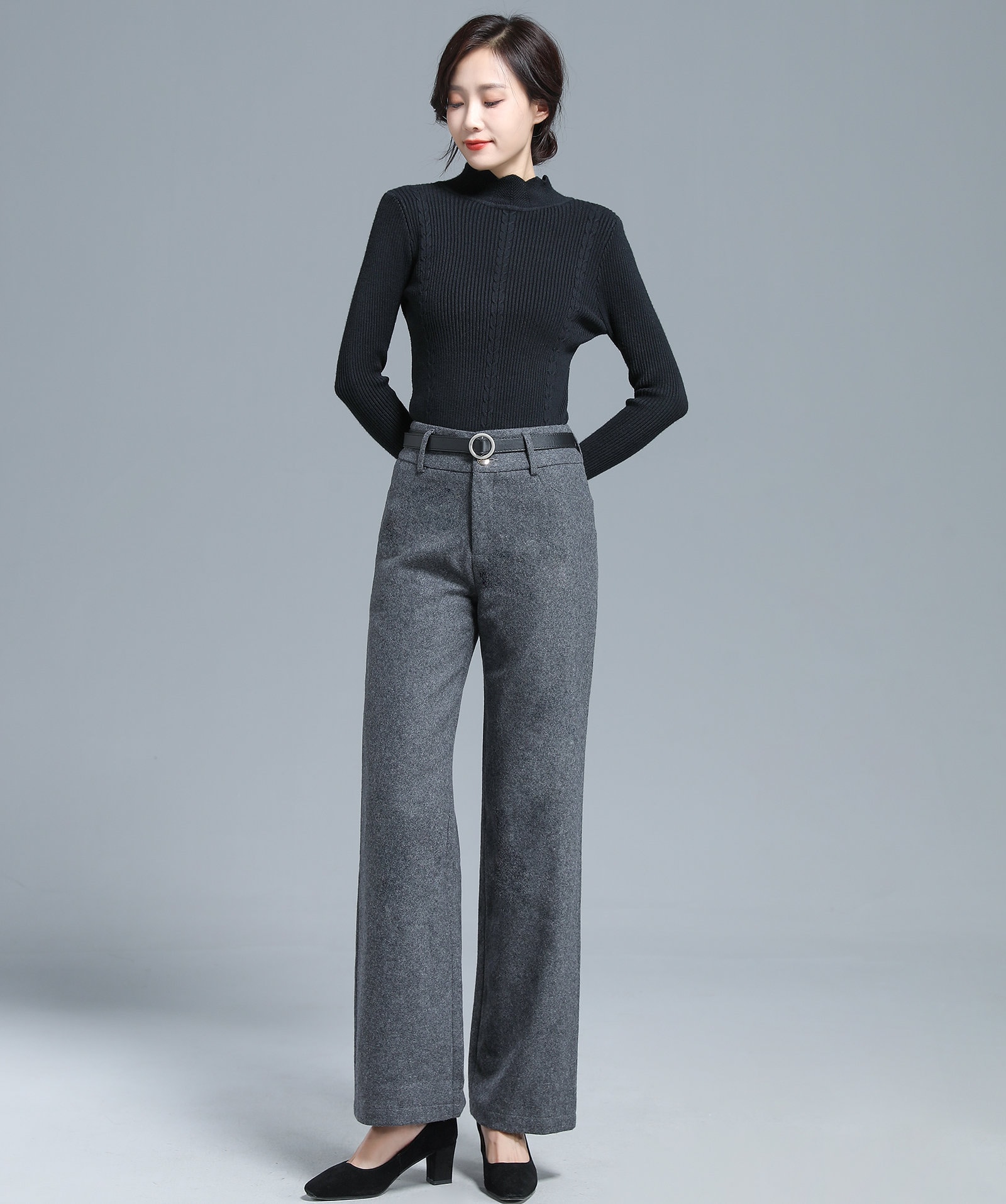 Black pants, Midi pants, wide leg pants, wool pants, winter pants, lad –  Ylistyle