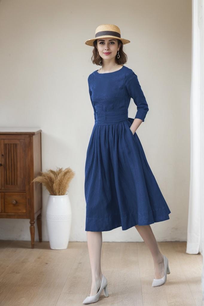 ☆WEEKEND☆直営店買付☆お洒落Linen Canvas Dress/LUGLIO ☆WEEKEND☆直営店買付☆お洒落Linen Canvas Dress/LUGLIO