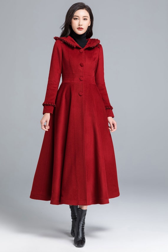 Red wool swing coat Clearance