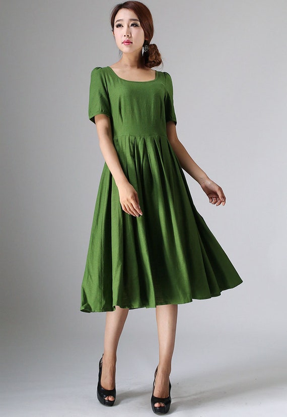 Green Prairie fit and flare dress 0973# Green Prairie fit and flare dress 0973#