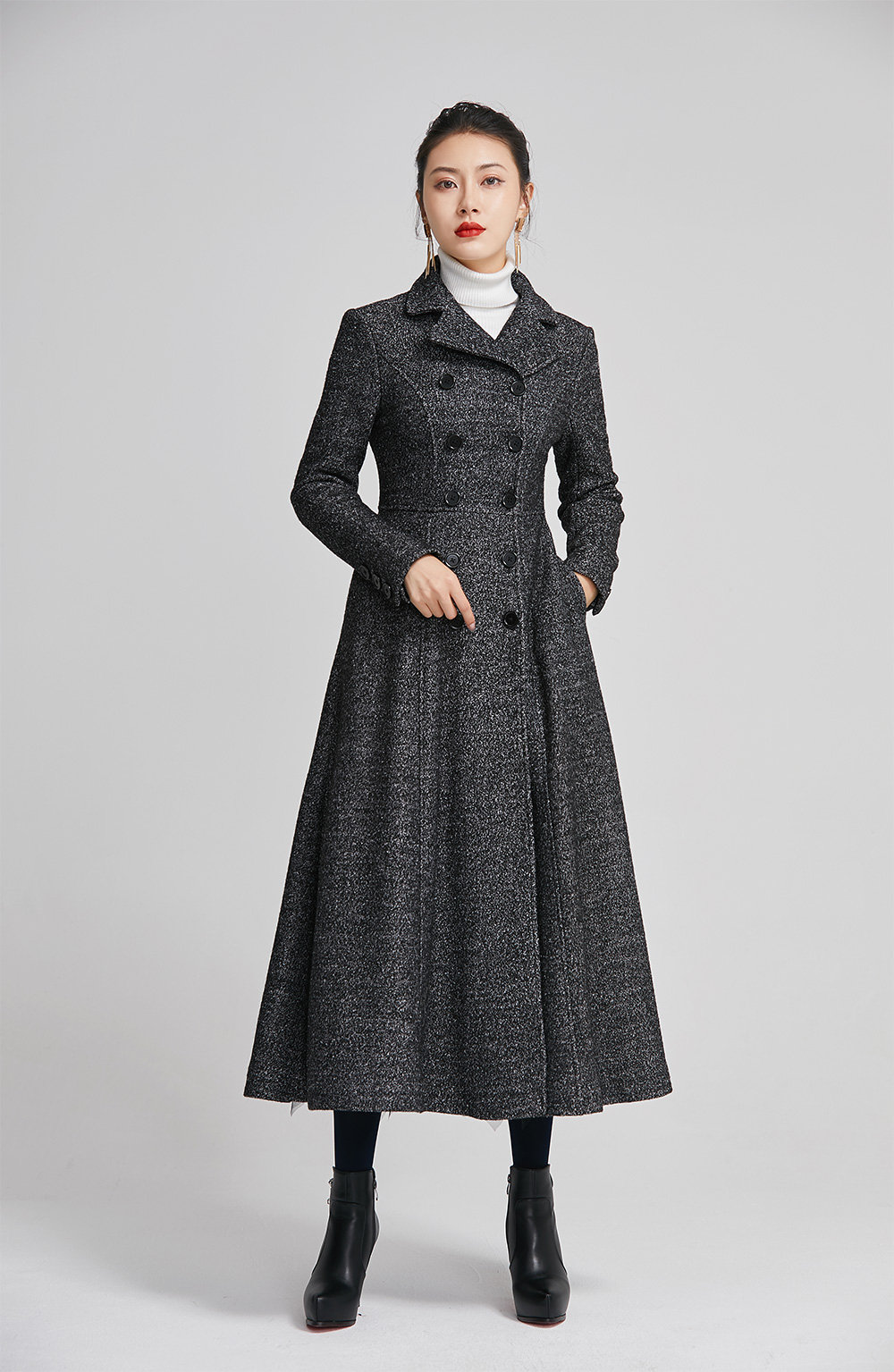 Wool Coat Women Long Wool Coat Black Coat Women Winter Coat | Etsy Canada
