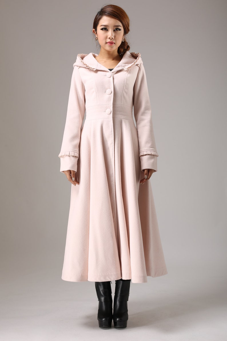 Pink Wool Coat Women Coat Maxi Coat Winter Coat Coat Etsy