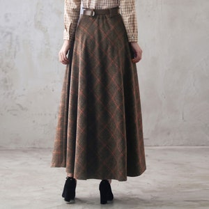 Wool Skirt, Long Wool Plaid Skirt, Tartan Wool Maxi Skirt, Vintage Inspired Swing Skirt, A Line Flared Skirt, Full Fall Winter Skirt 3102 image 4