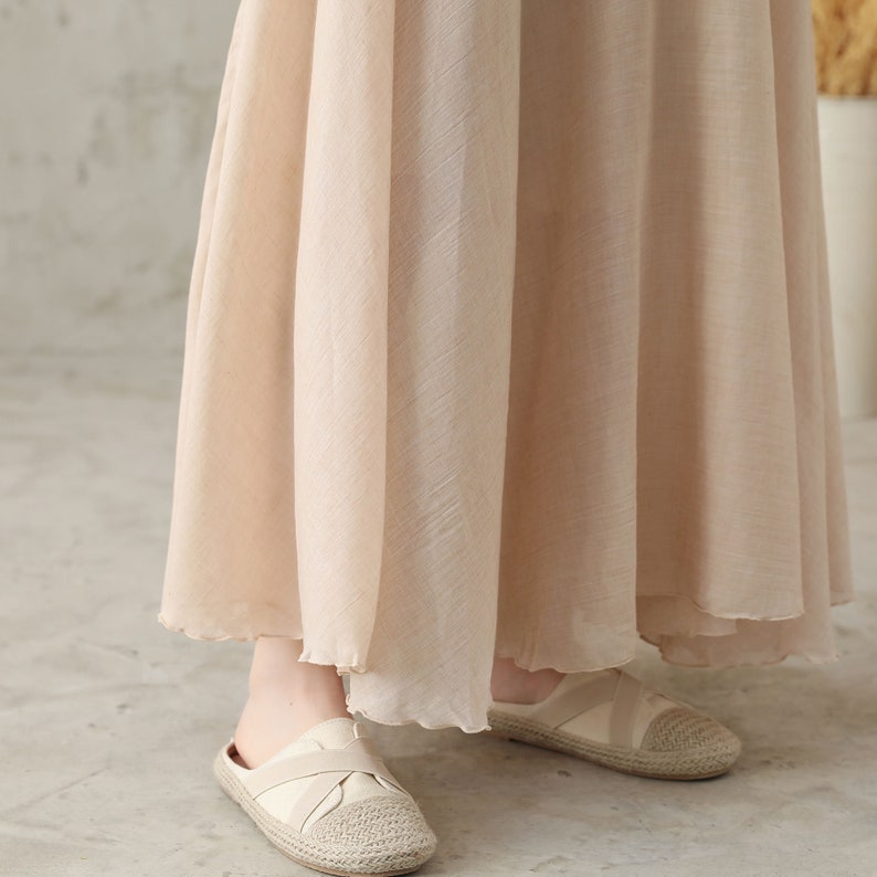 Cotton Maxi Skirt Women, Flowy Long Skirt, Pleated Boho Skirt, Full/Ankle Length Skirt, Plus Size Circle Skirt, Summer Spring Skirt 2820 image 9