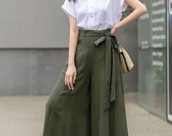 パンツ COMOLI COTTON LINEN BELTED PANTS 3 Charlie Belted Linen Pants | GUESS Factory Ca