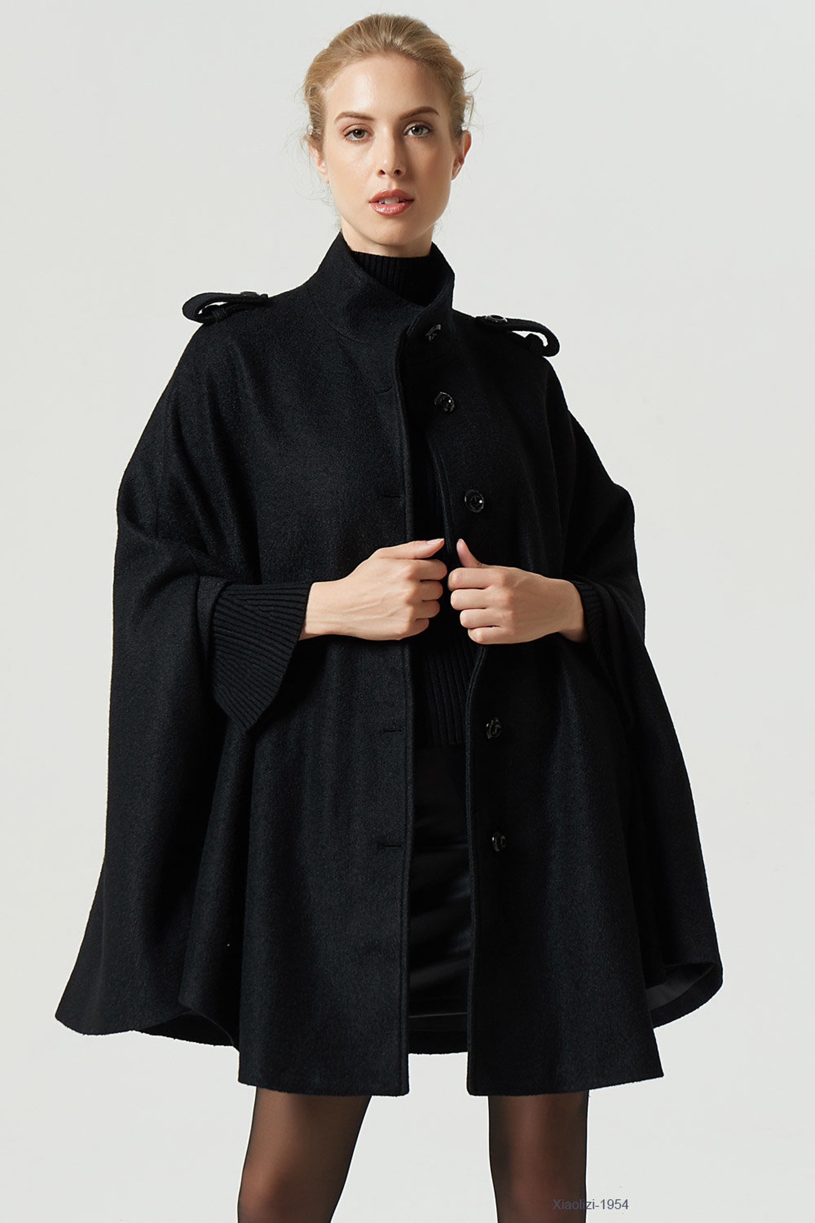 Wool cape black cape cape coat long cape womens cape | Etsy