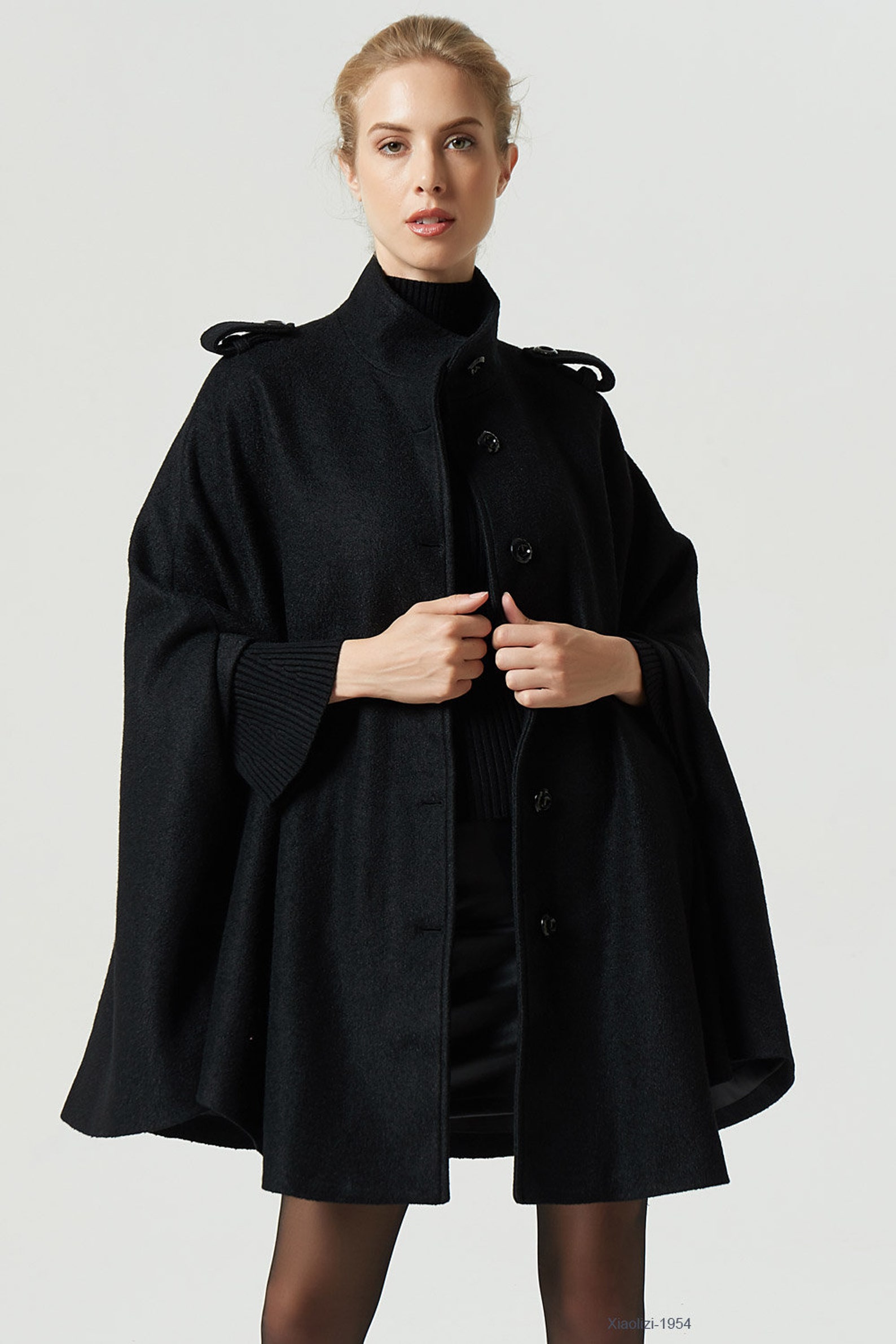 Ladies Cape Coat
 Wool cape black cape cape coat long cape womens cape