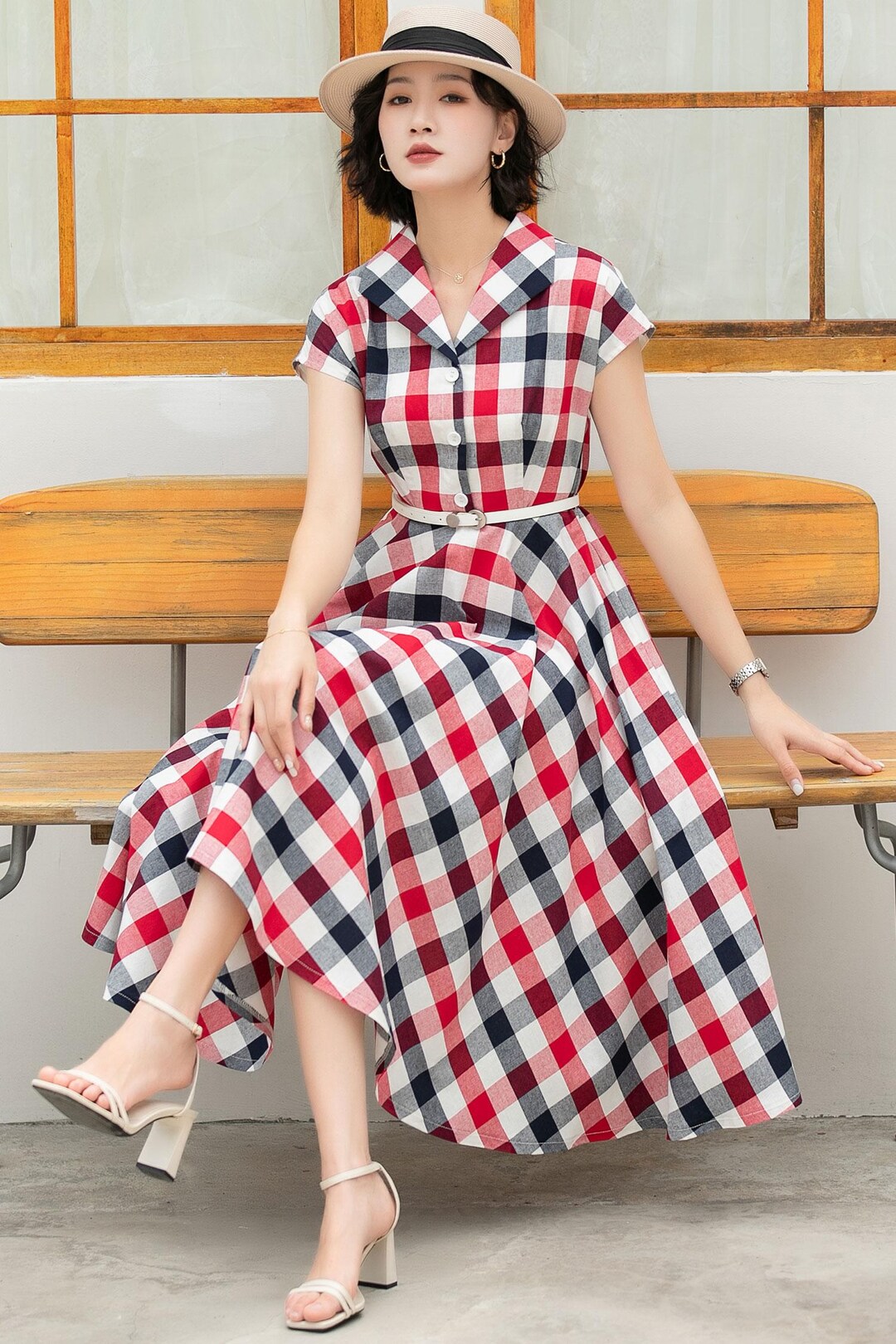 Aliexpress Lady Leisure Plaid Dress Wool Autumn Midi Dress XS Plaid Xiaolizi