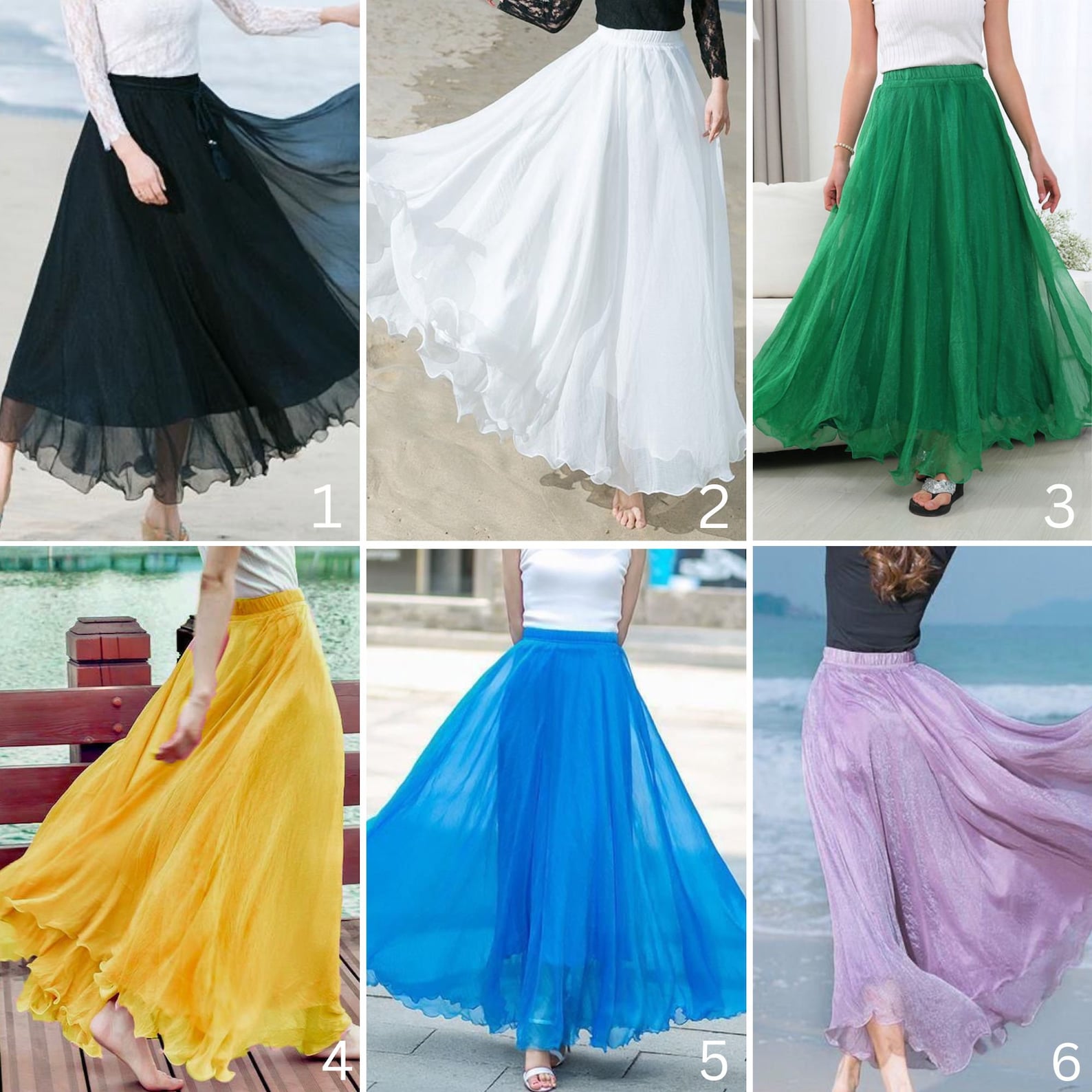 Chiffon Midi Skirt, Summer Chiffon Skirt Women, Blue Swing Circle Skirt ...