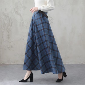 Wool Skirt, Long Wool Plaid Skirt, Tartan Wool Maxi Skirt, Vintage Inspired Swing Skirt, A Line Flared Skirt, Full Fall Winter Skirt 3102 6-Plaid 4007