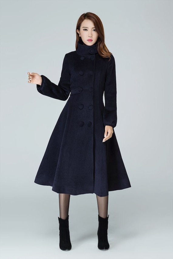 Fit and Flare Wool Long Winter Coat Women 1600 Fit and Flare Wool Long Winter Coat Women 1600