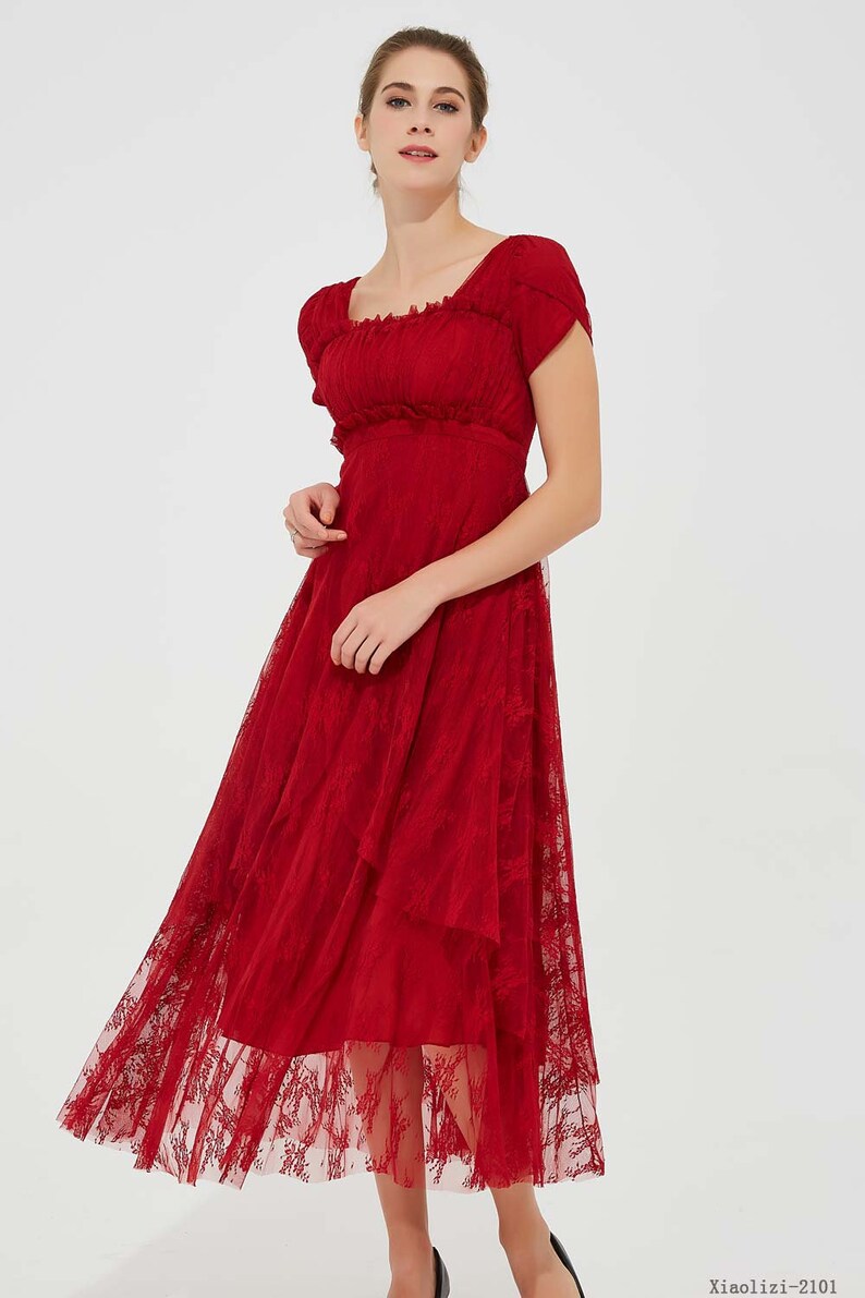 Red tulle dress empire waist dress maxi dress prom dress | Etsy