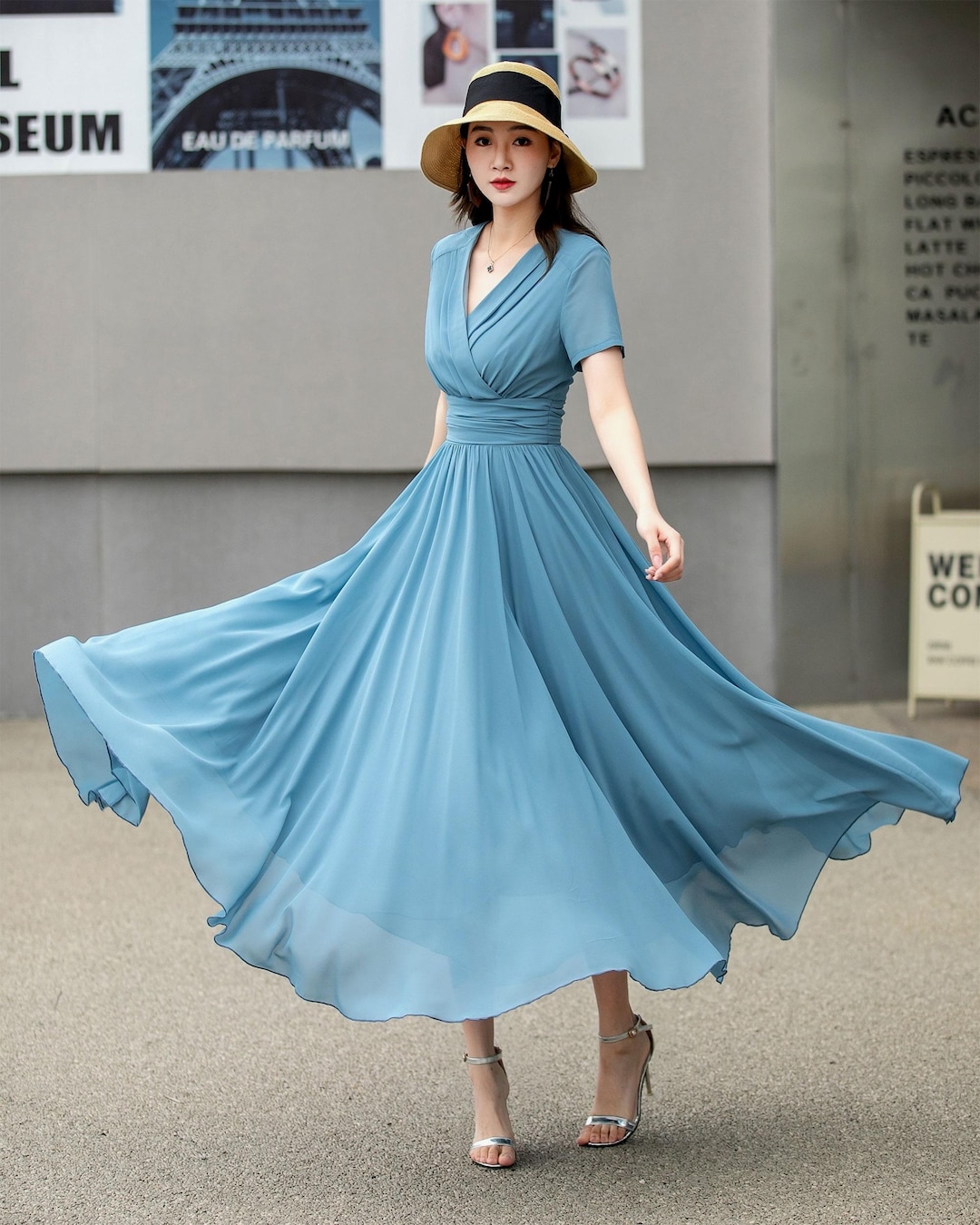 Empire Long Chiffon Dresses with Sweethart Rust