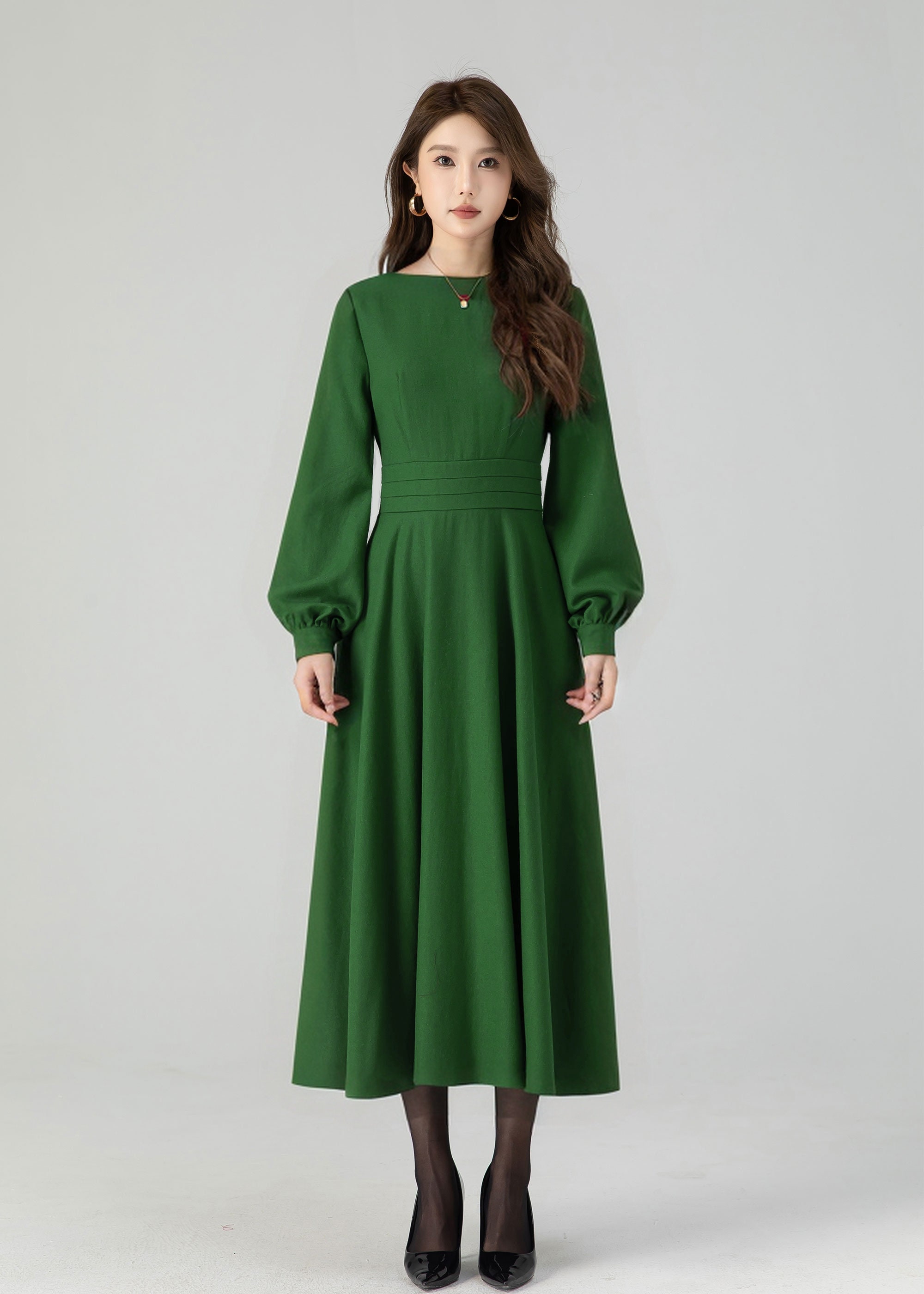 Burgundy swing winter wool dress for women 4550 Burgundy swing winter wool dress for women 4550