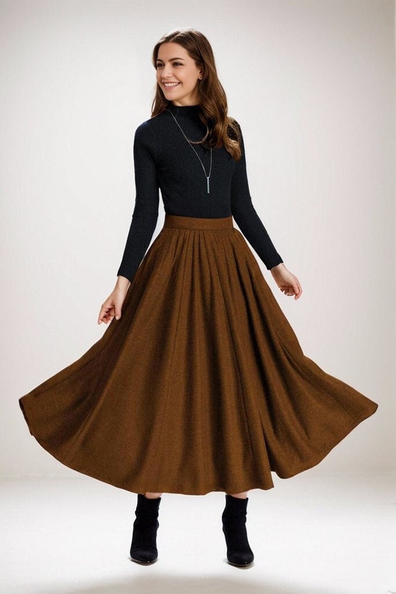 Wool Skirt, Long Wool Skirt, Wool Circle Skirt, Vintage Inspired Pleated Long Skirt, Swing Skirt, Autumn Winter Skirt 5209 - Etsy Wool Skirt, Long Wool Skirt, Wool Circle Skirt, Vintage Inspired Pleated Long Skirt, Swing Skirt, Autumn Winter Skirt 5209 - Etsy