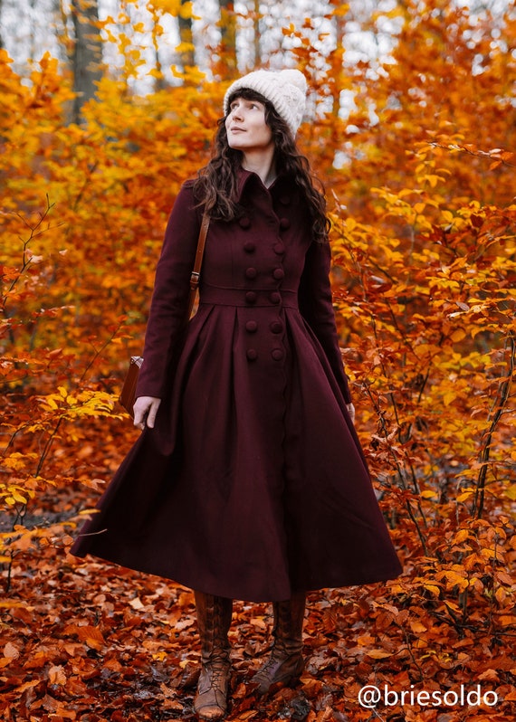 Burgundy Princess long wool coat 4741 Burgundy Princess long wool coat 4741