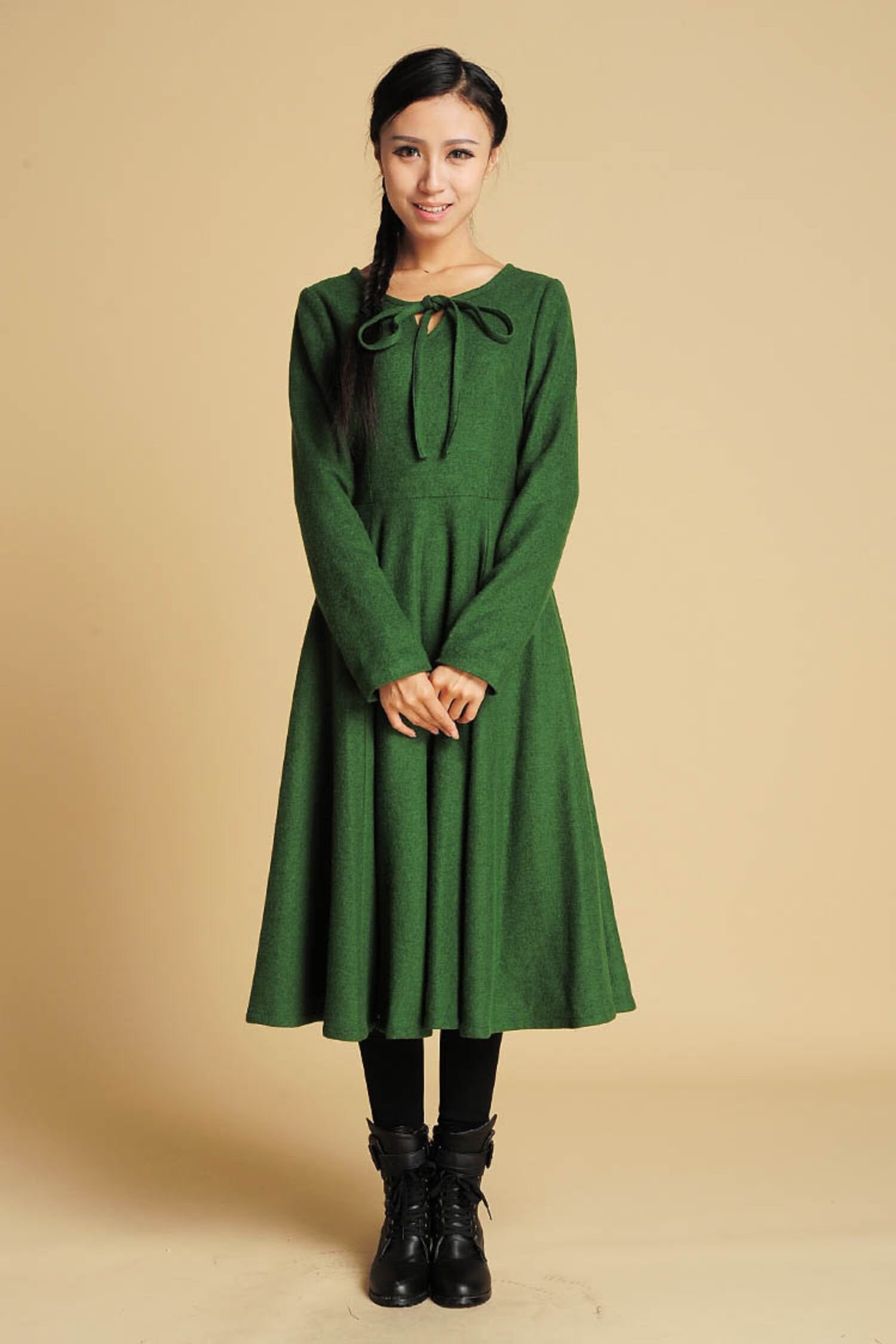 Wool Dress, Midi Wool Skirt, Fit and Flare Dress, Gray Wool Wool Dress, Midi Wool Skirt, Fit and Flare Dress, Gray Wool