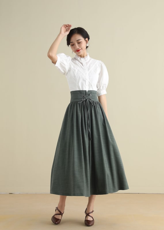 Linen top swing skirt