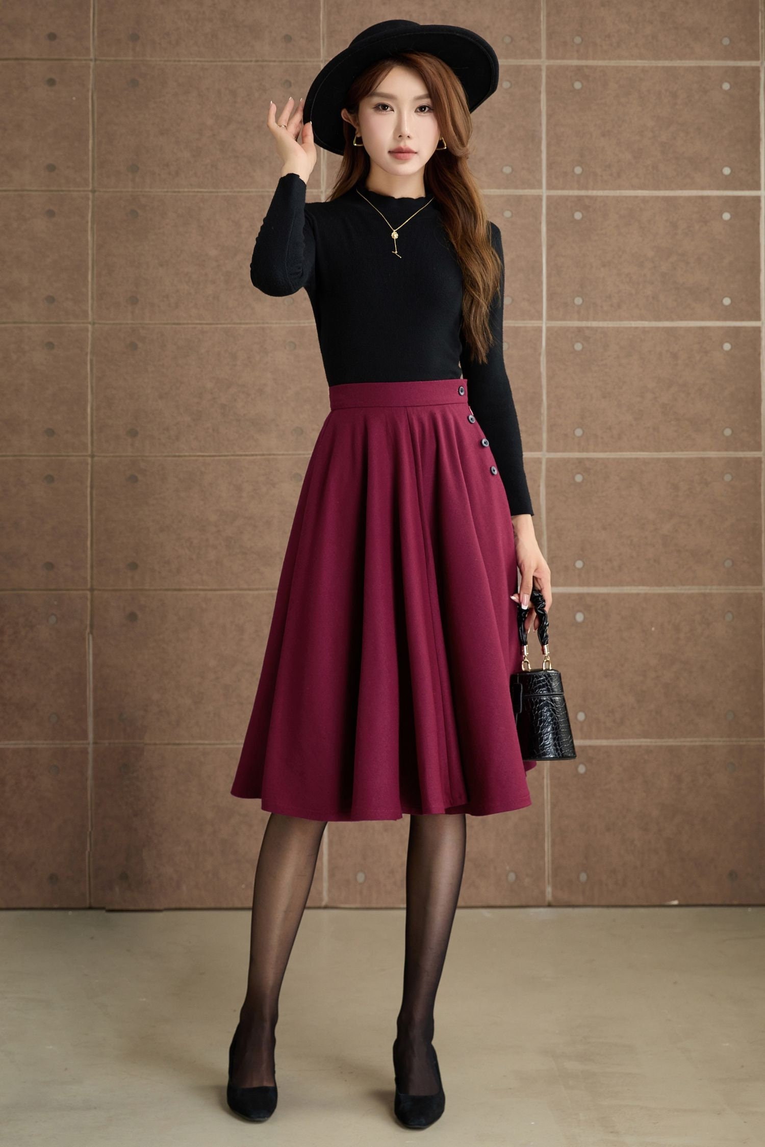 Wool Skirt, Wool Midi Skirt, Circle Skirt, Womens Wool Skirt