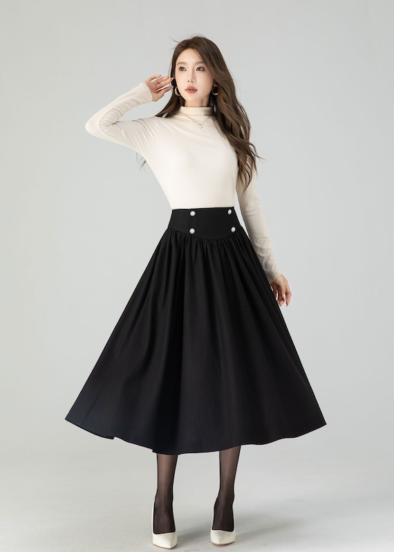High waisted winter swing wool skirt women 4556 High waisted winter swing wool skirt women 4556