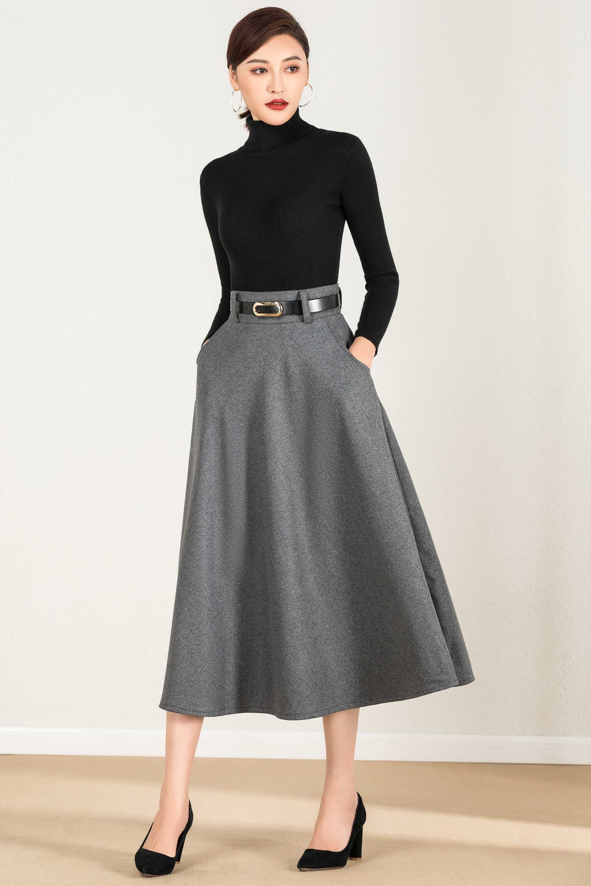 Amaris A line Wool Skirt |