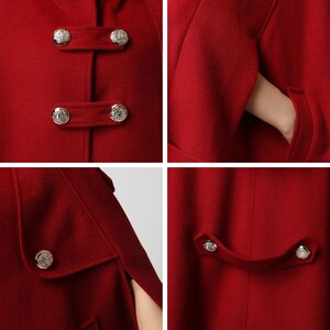 The Odonna Hot Red Merino Wool Printed Cape