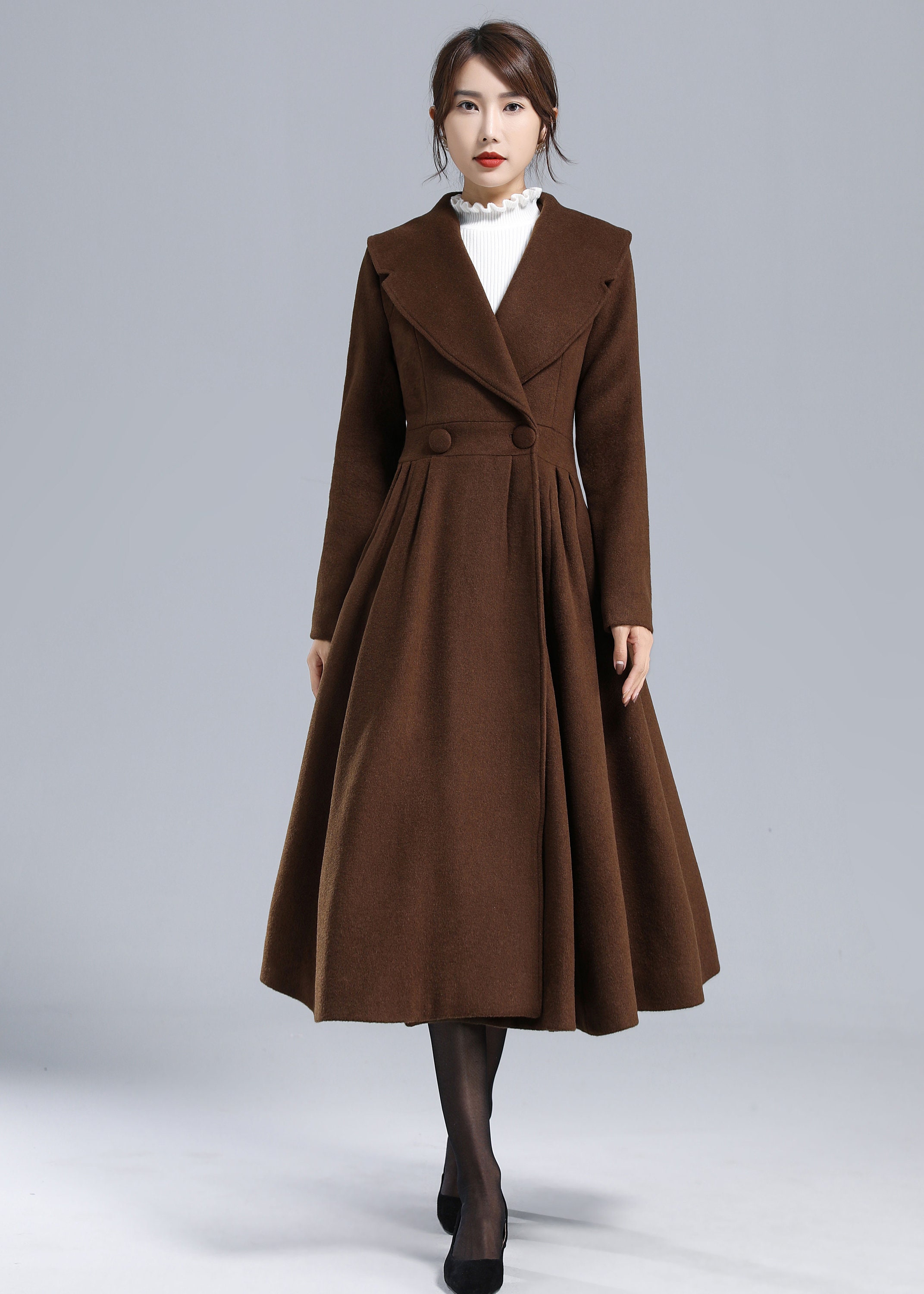 ジャケット・アウター Boudoir 50s- Brown Wool Swing Coat Brown Princess Wool Coat Women, Winter Coat, 1950s Inspired