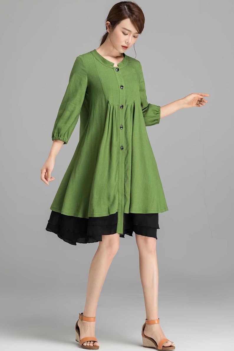 Linen Shirt Dress Button Front Linen Dress Linen Midi Dress Etsy