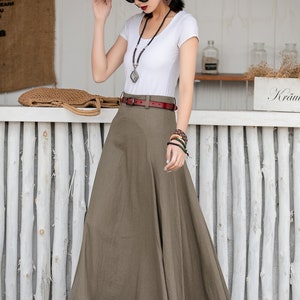 Linen Skirt, Linen Midi Skirt, A Line Skirt, High Waist Skirt ...