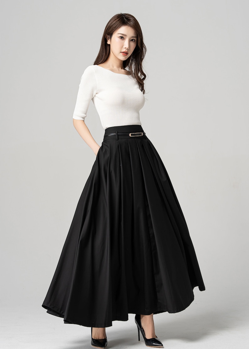 Black Swing Skirt Pleated Maxi Skirt Womens Long Skirt - Etsy